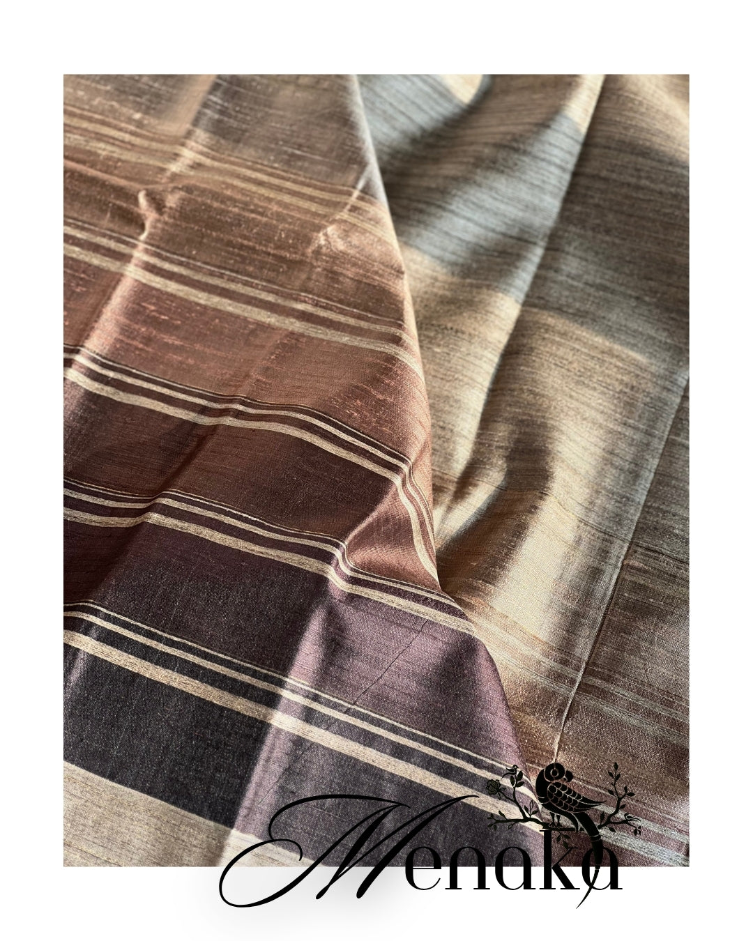 Menakā – Silk Mark Certified Pure Kosa Silk Saree in Shades of Brown | Handwoven Luxury Heritage Saree by Bloc á Main India