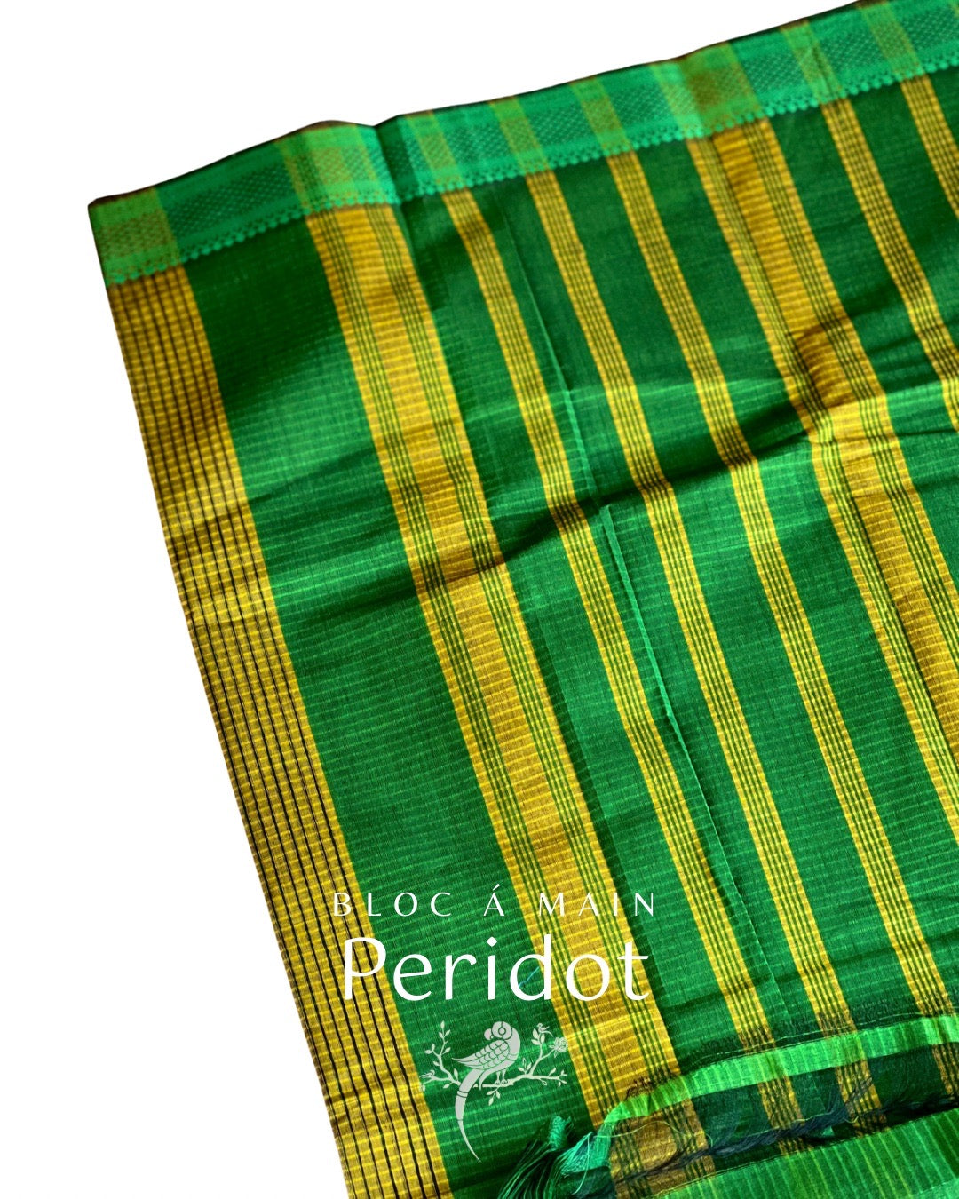Peridot Mangalgiri Checks Cotton Saree with Nizam Border