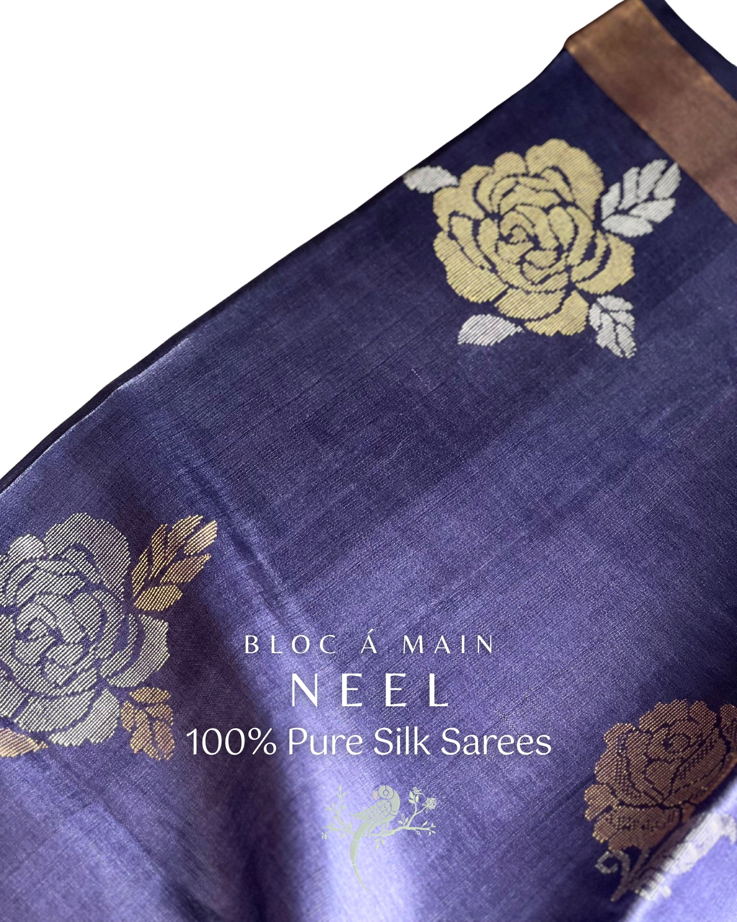Neel 100% Pure Kosa Silk Weave Saree - SILK MARK CERTIFIED - Bloc a Main Atelier