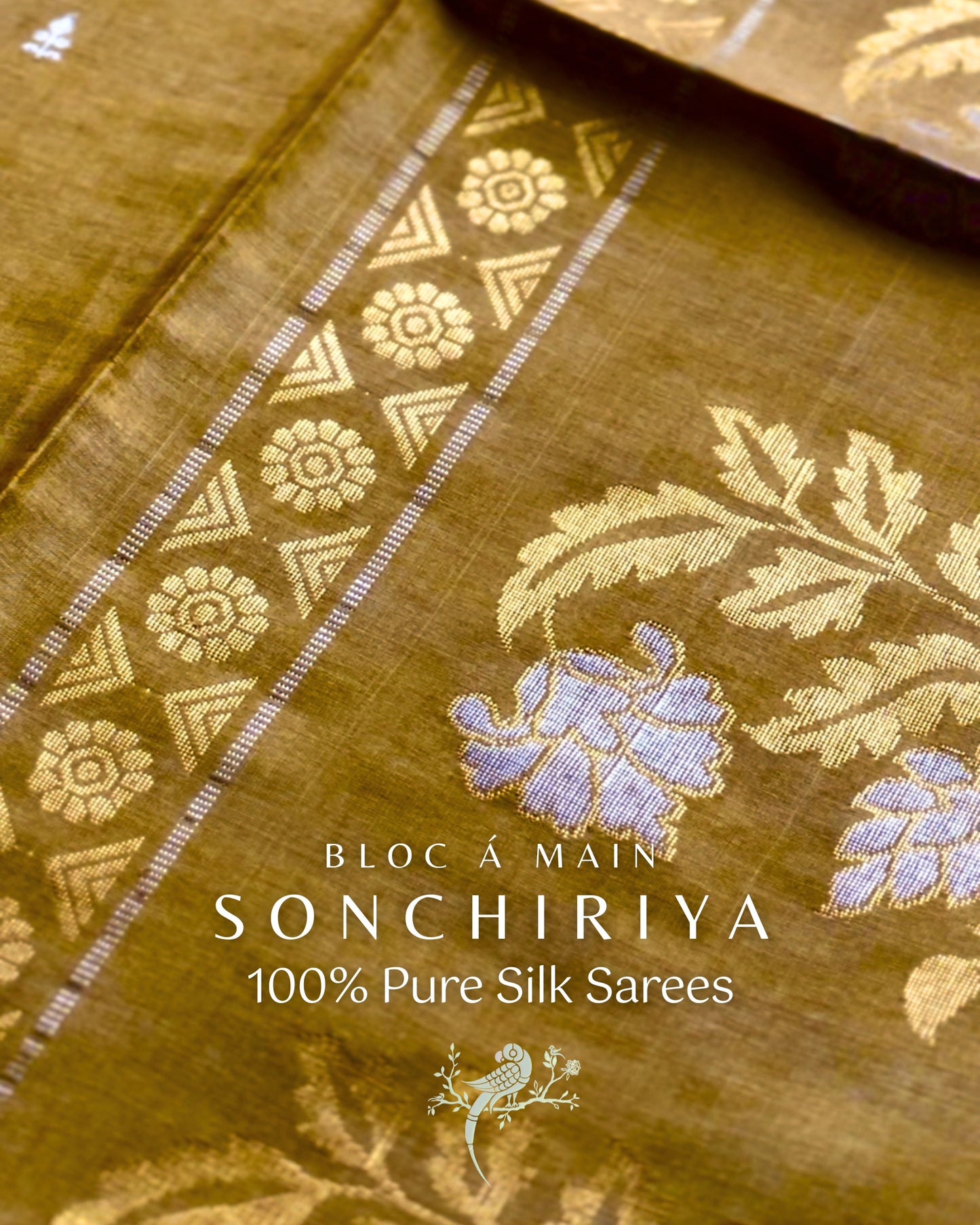 Sonchiriya 100% Pure Kosa Silk Weave Saree - SILK MARK CERTIFIED - Bloc a Main Atelier