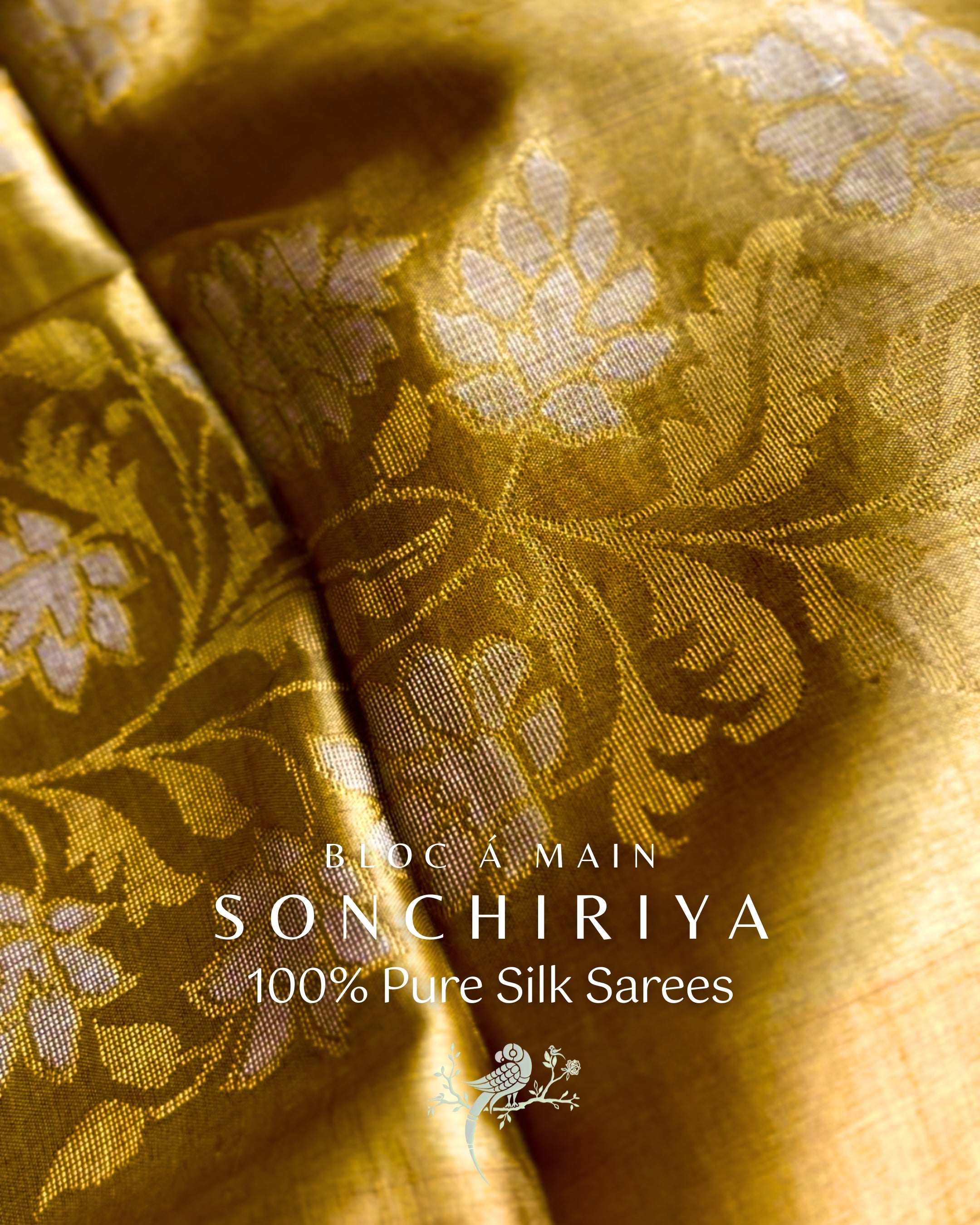 Sonchiriya 100% Pure Kosa Silk Weave Saree - SILK MARK CERTIFIED - Bloc a Main Atelier