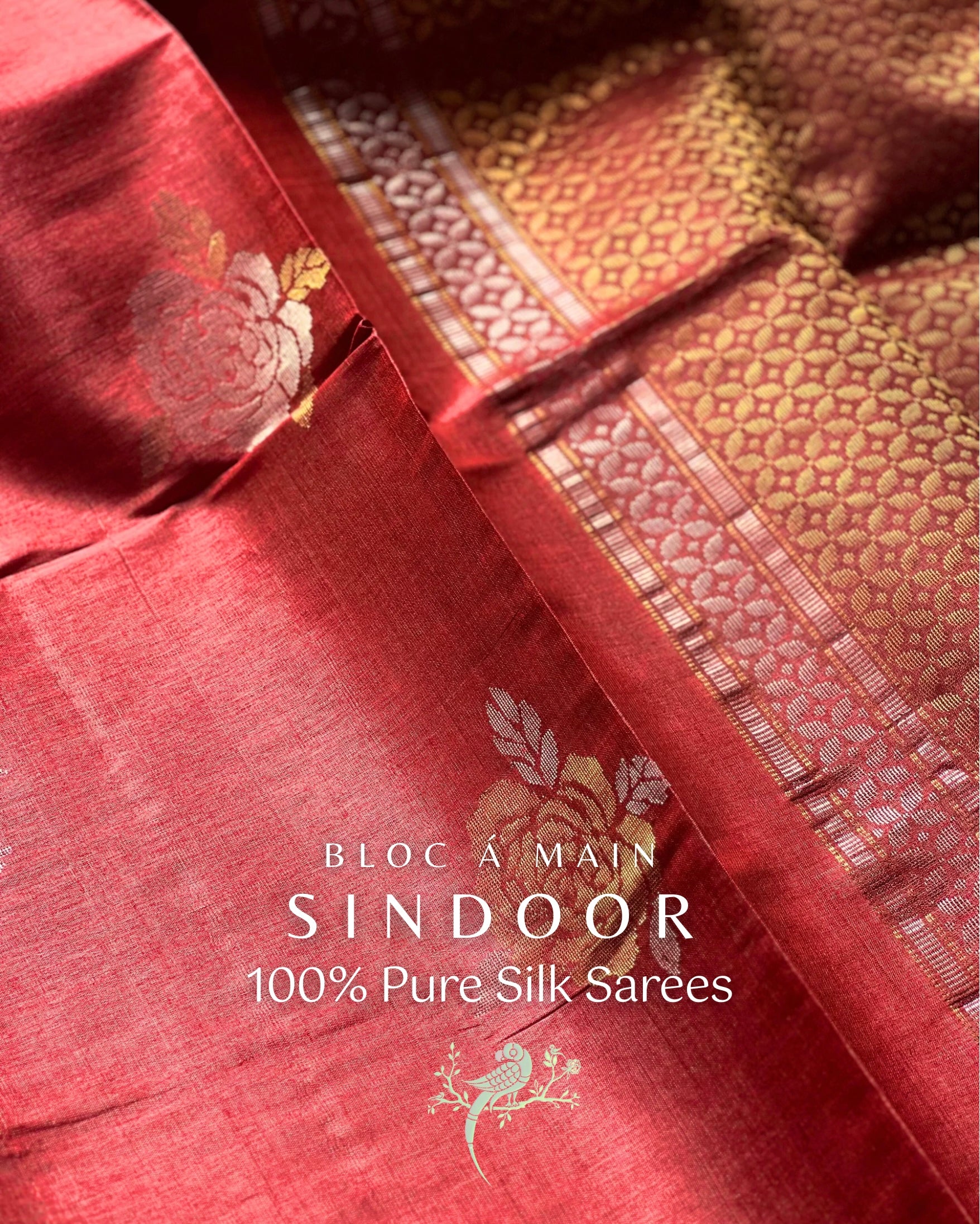 Sindoor 100% Pure Kosa Silk Weave Saree - SILK MARK CERTIFIED - Bloc a Main Atelier