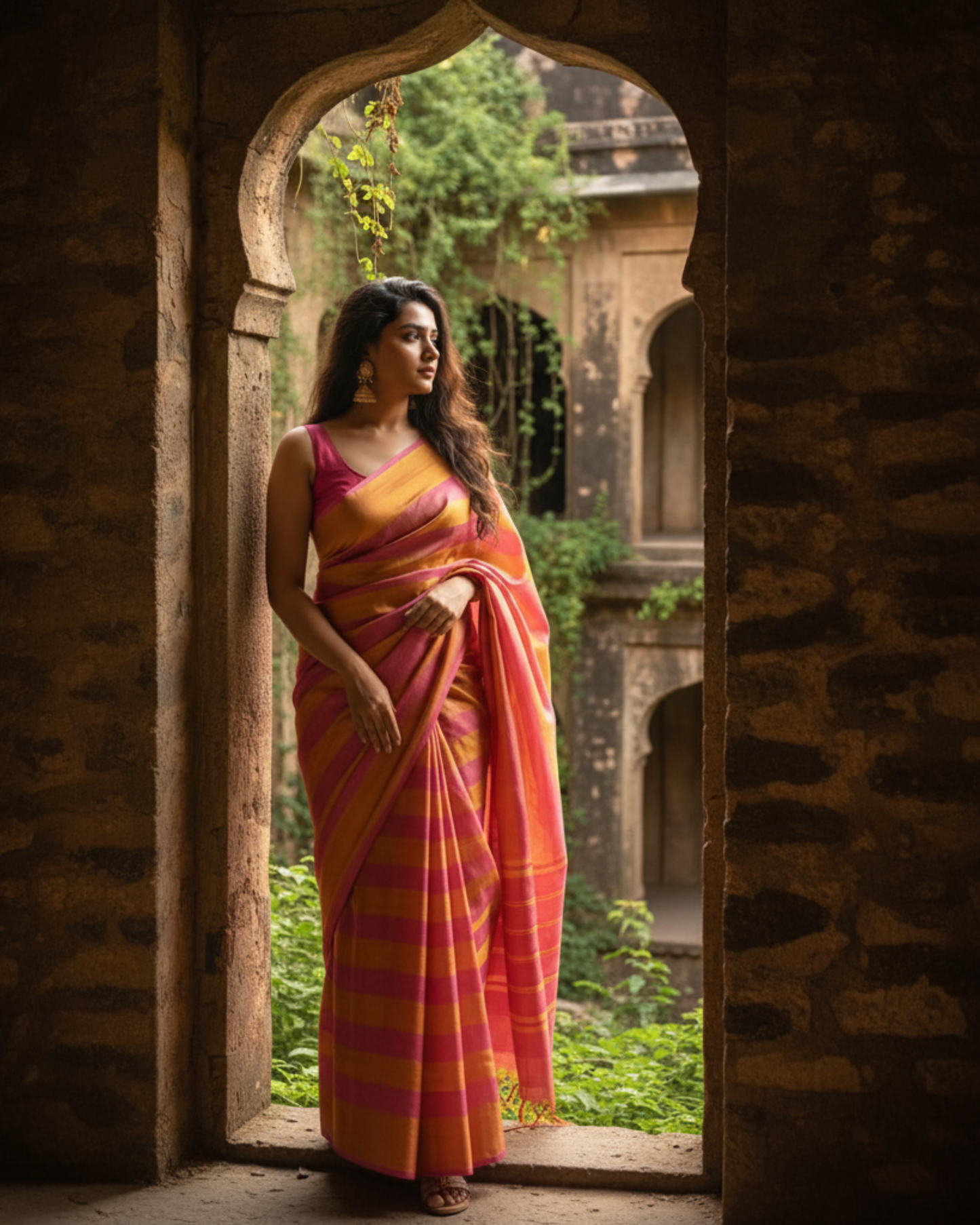 Kanak Gulab Tissue Zari Chanderi Silk Saree by Bloc a Main Atelier