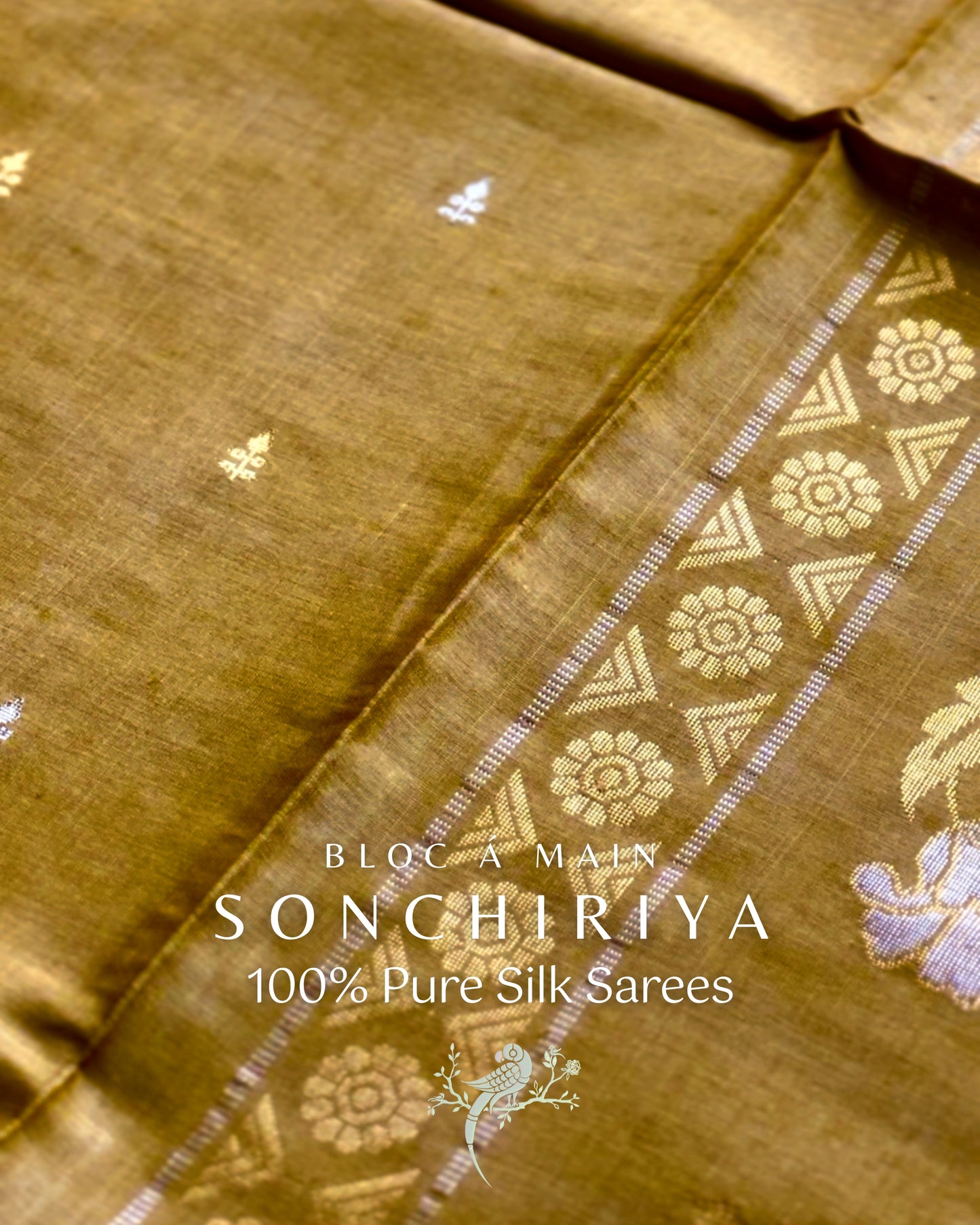 Sonchiriya 100% Pure Kosa Silk Weave Saree - SILK MARK CERTIFIED - Bloc a Main Atelier