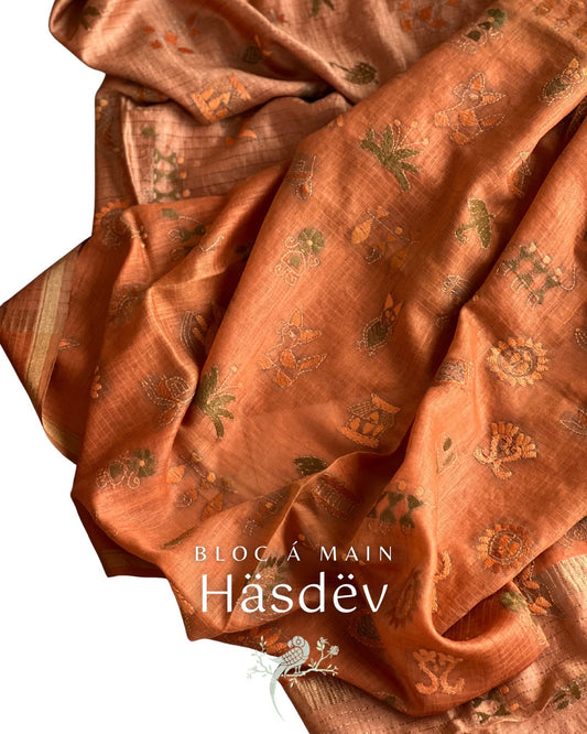 Häsdëv Kosa Silk Dupatta with Forest Weave - Silk Mark Certified - Bloc a Main India