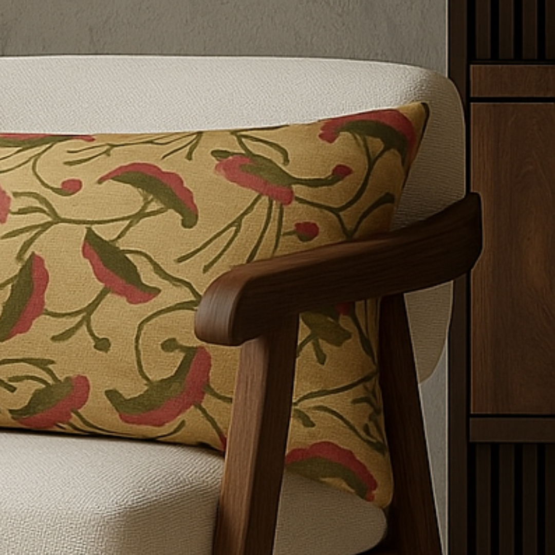 Citra Cotton Handblock Pichwai Cushion Cover - 12 X 18 inch - Bloc a Main India