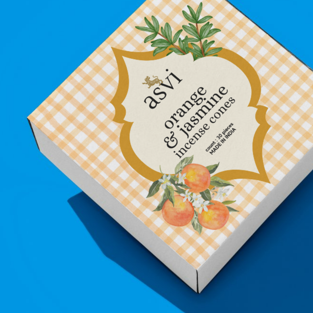 Asvi - Orange & Jasmine Ayurvedic Incense Cones - Set of 30 cones