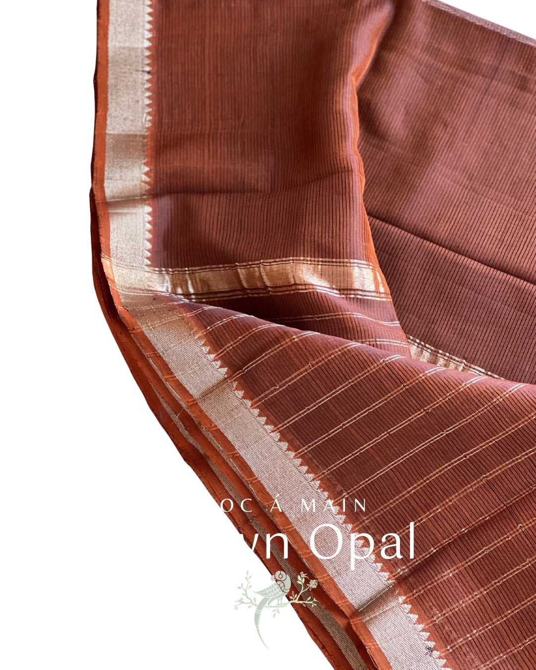 Brown Opal Mangalgiri Cotton Silk Saree with Nizam Border by Bloc a Main India