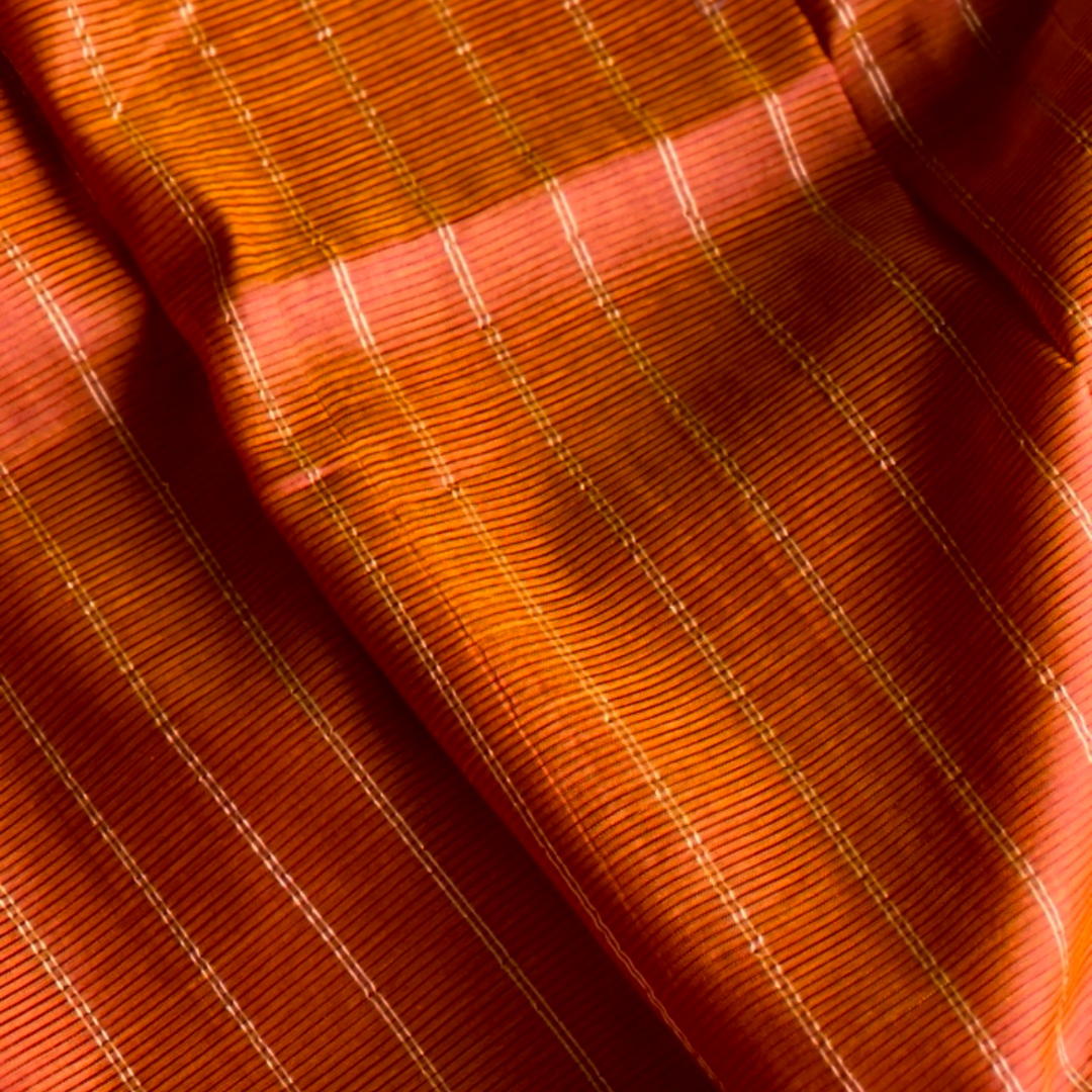 Bloc á Main Mridpriya – Rust Orange Brown Handwoven Mangalgiri Cotton Silk Saree | Sustainable Indian Luxury