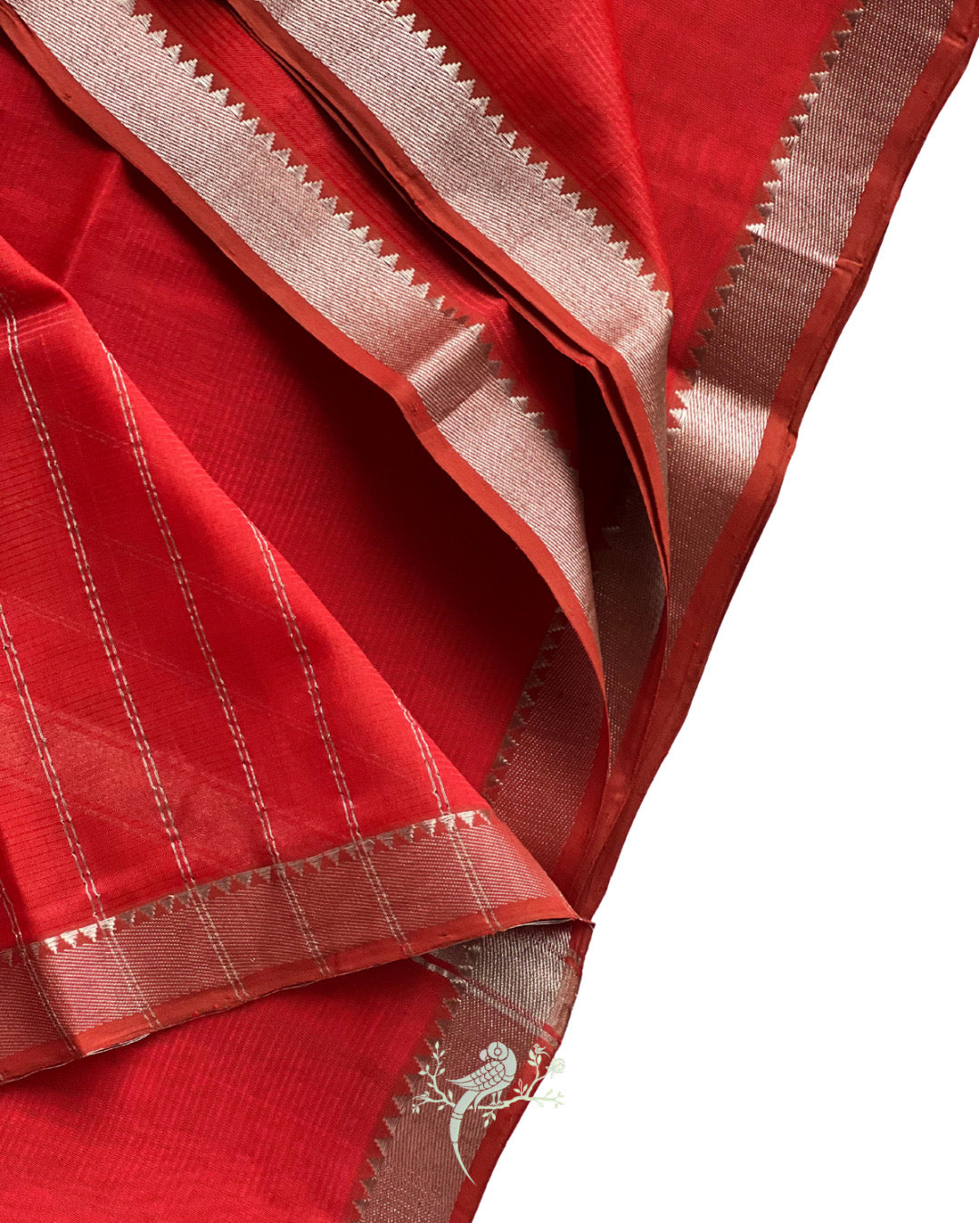 Ruby Red Mangalgiri Cotton Silk Saree by Bloc a Main Atelier