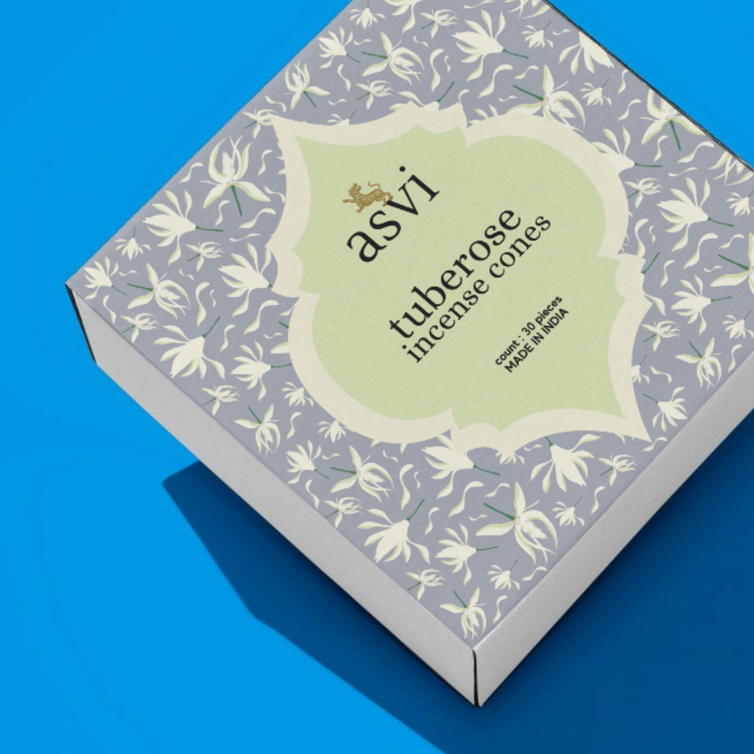 Asvi Bengal Tuberose Ayurvedic Incense Cones - Set of 30 cones
