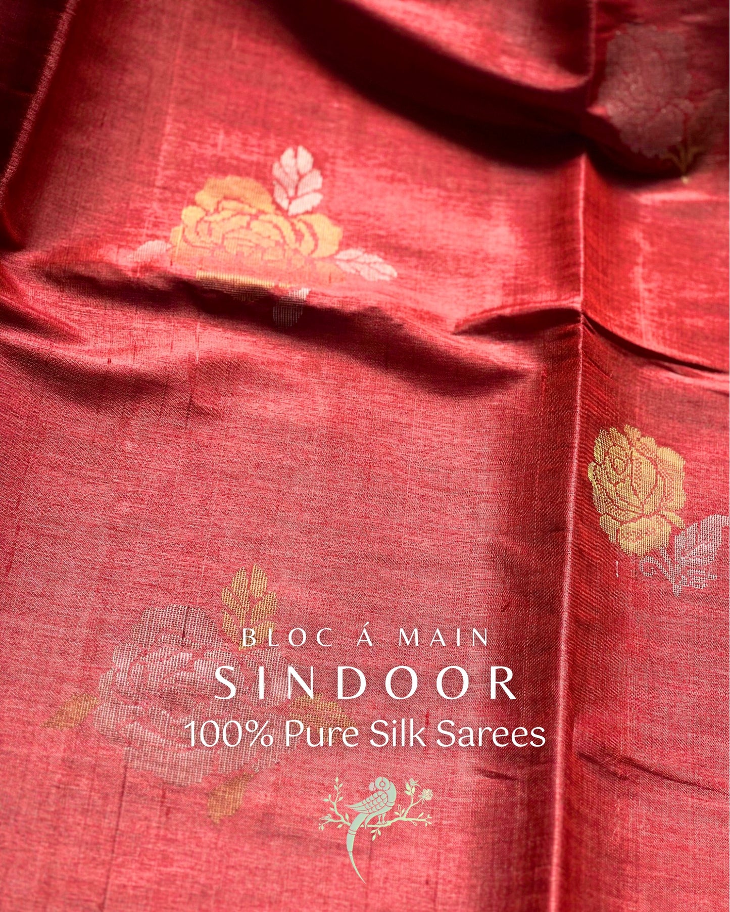 Sindoor 100% Pure Kosa Silk Weave Saree - SILK MARK CERTIFIED - Bloc a Main Atelier