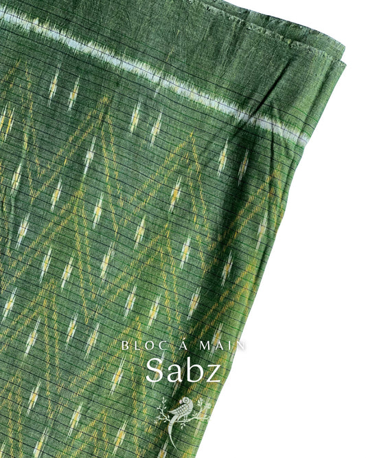 Sabz Sambalpuri Ikat Cotton Fabric