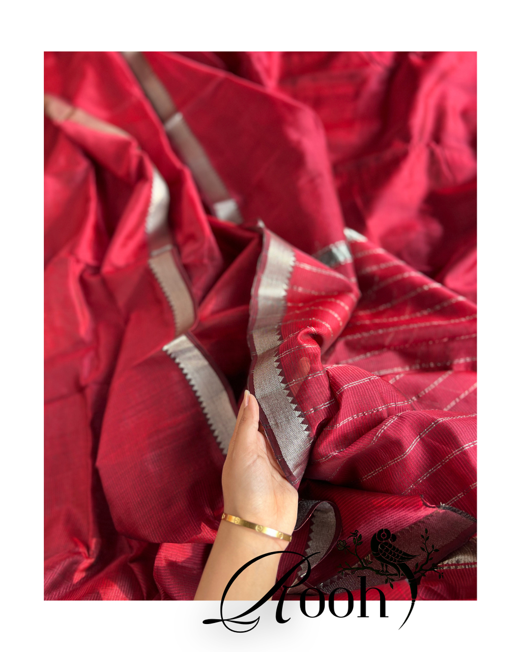 Rooh - Ruby Red Cotton Silk Mangalgiri with Nizam Border Saree by  Asvi Atelier
