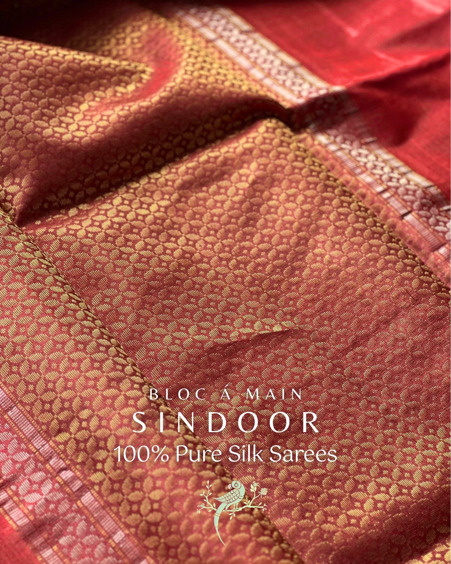 Sindoor 100% Pure Kosa Silk Weave Saree - SILK MARK CERTIFIED - Bloc a Main Atelier