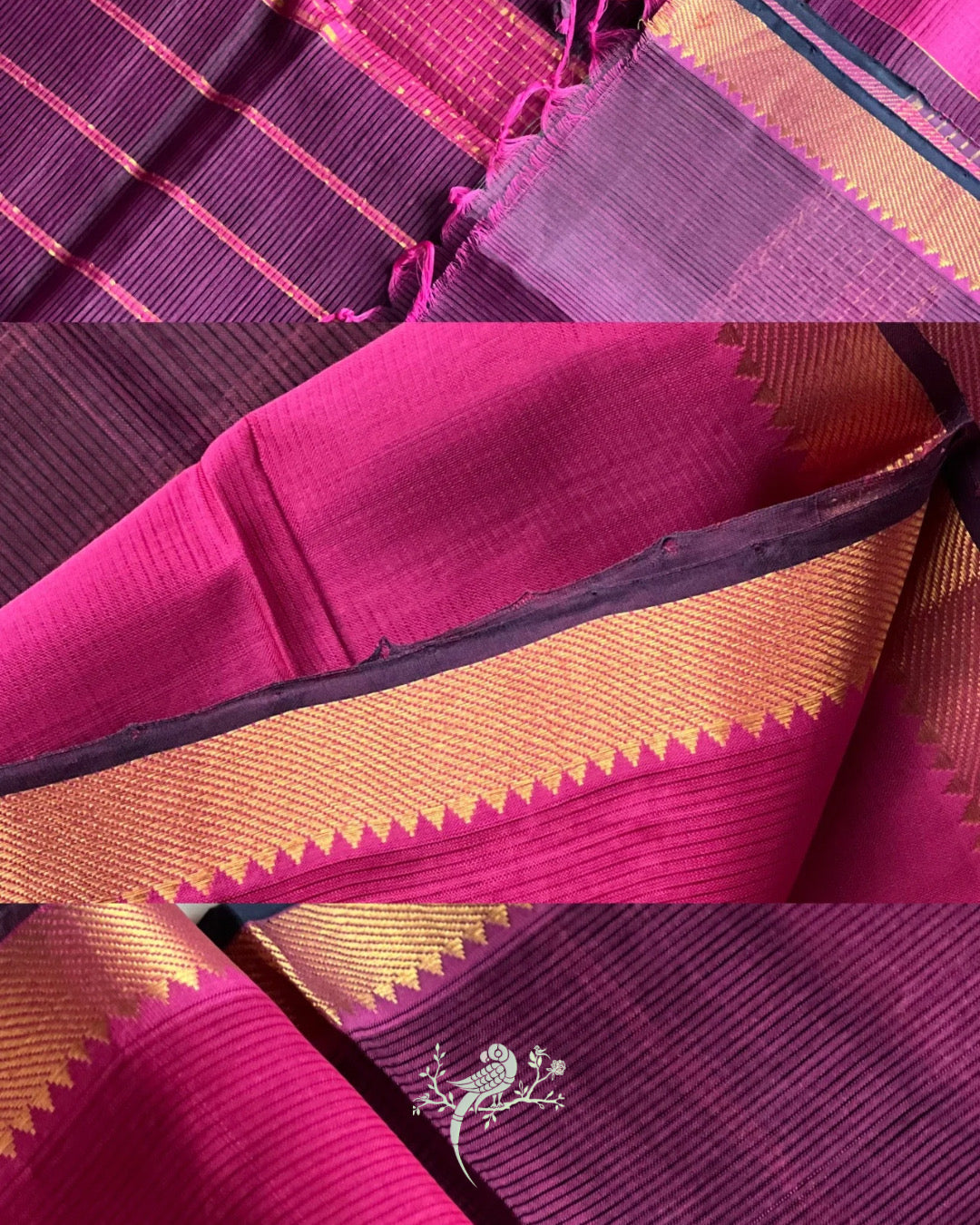 Amethyst Mangalgiri Cotton Silk Saree by Bloc a Main Atelier