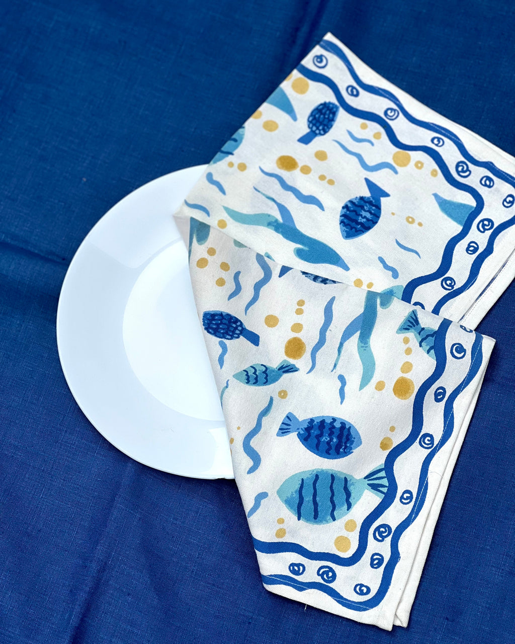 Susegad Swim Cotton Table Napkin - Bloc a Main India - Set of 2