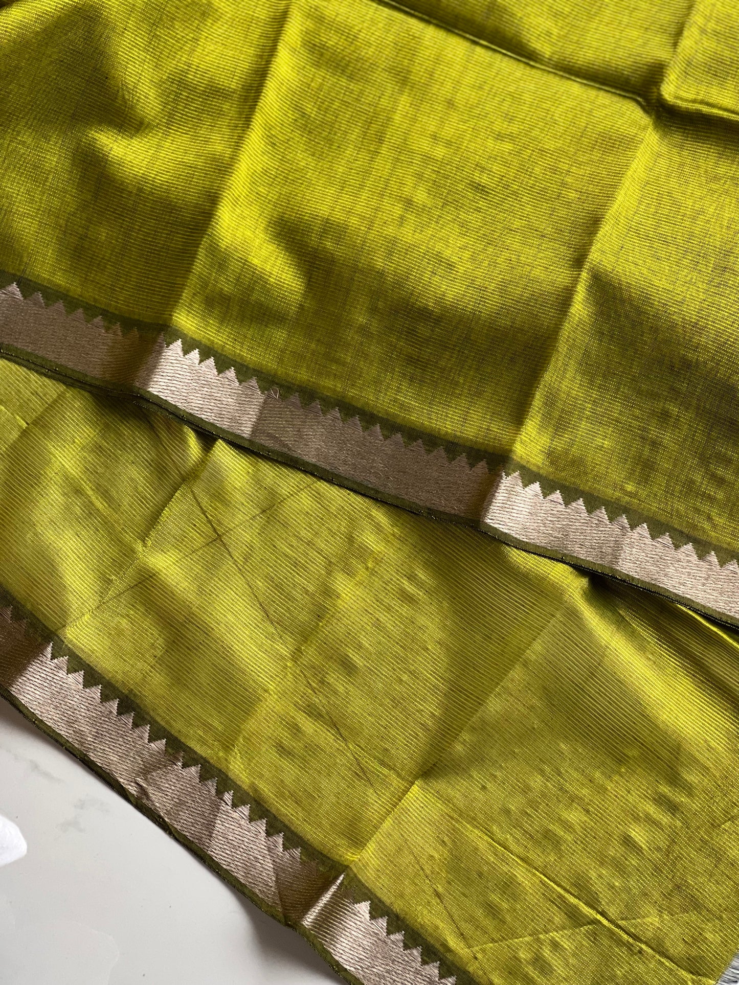 Panna Jewel Toned Mangalgiri Cotton Silk Saree by Bloc a Main Atelier