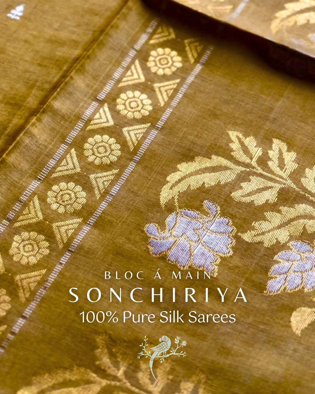 Sonchiriya 100% Pure Kosa Silk Weave Saree - SILK MARK CERTIFIED - Bloc a Main Atelier