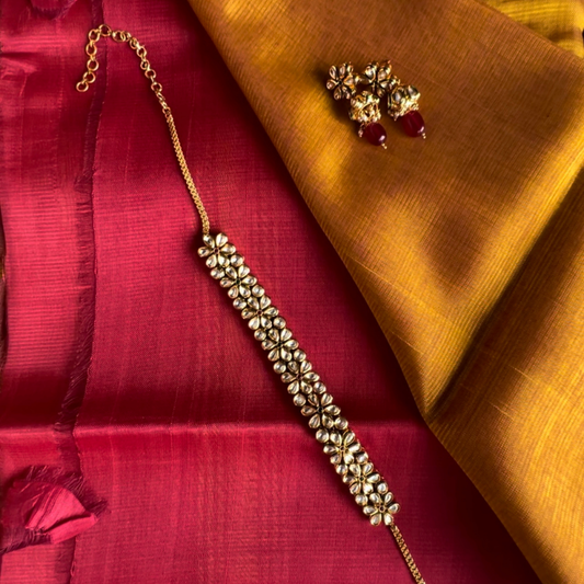 Bloc á Main Panchali – Deep Red & Golden Yellow Handwoven Mangalgiri Cotton Silk Saree | Sustainable Indian Luxury