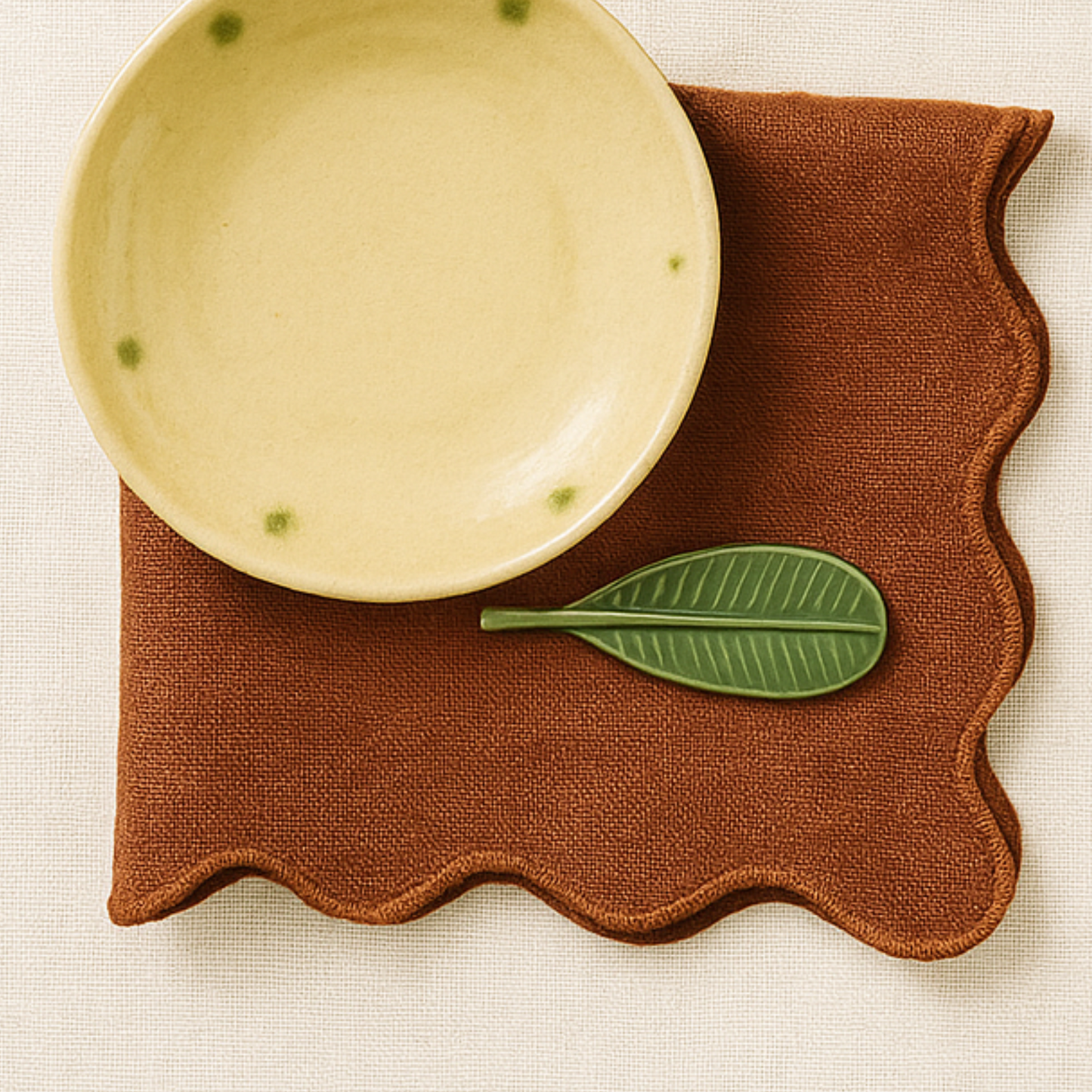 Bhumi Hand Scalloped 100% Linen Table Napkin | Bloc à Main