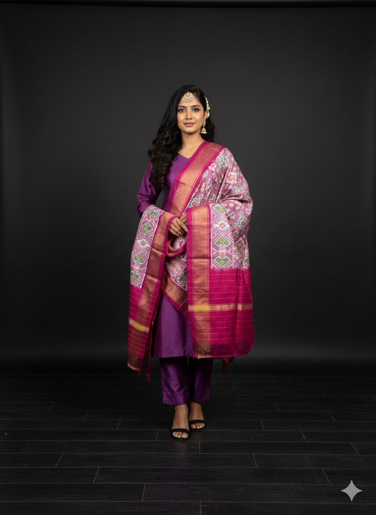 Gulabo Silk Pochampally Dupatta