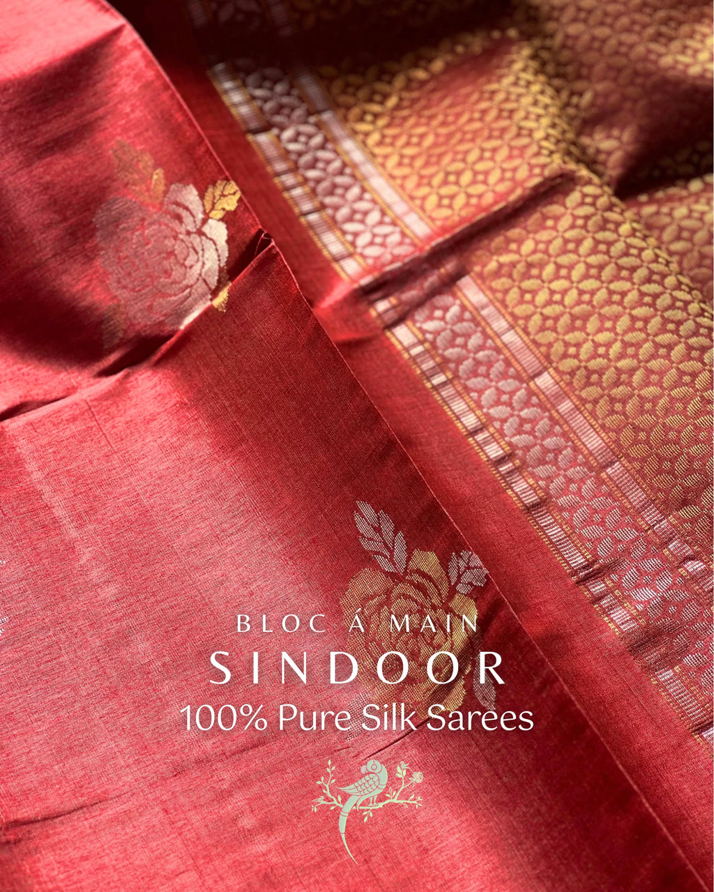 Sindoor 100% Pure Kosa Silk Weave Saree - SILK MARK CERTIFIED - Bloc a Main Atelier
