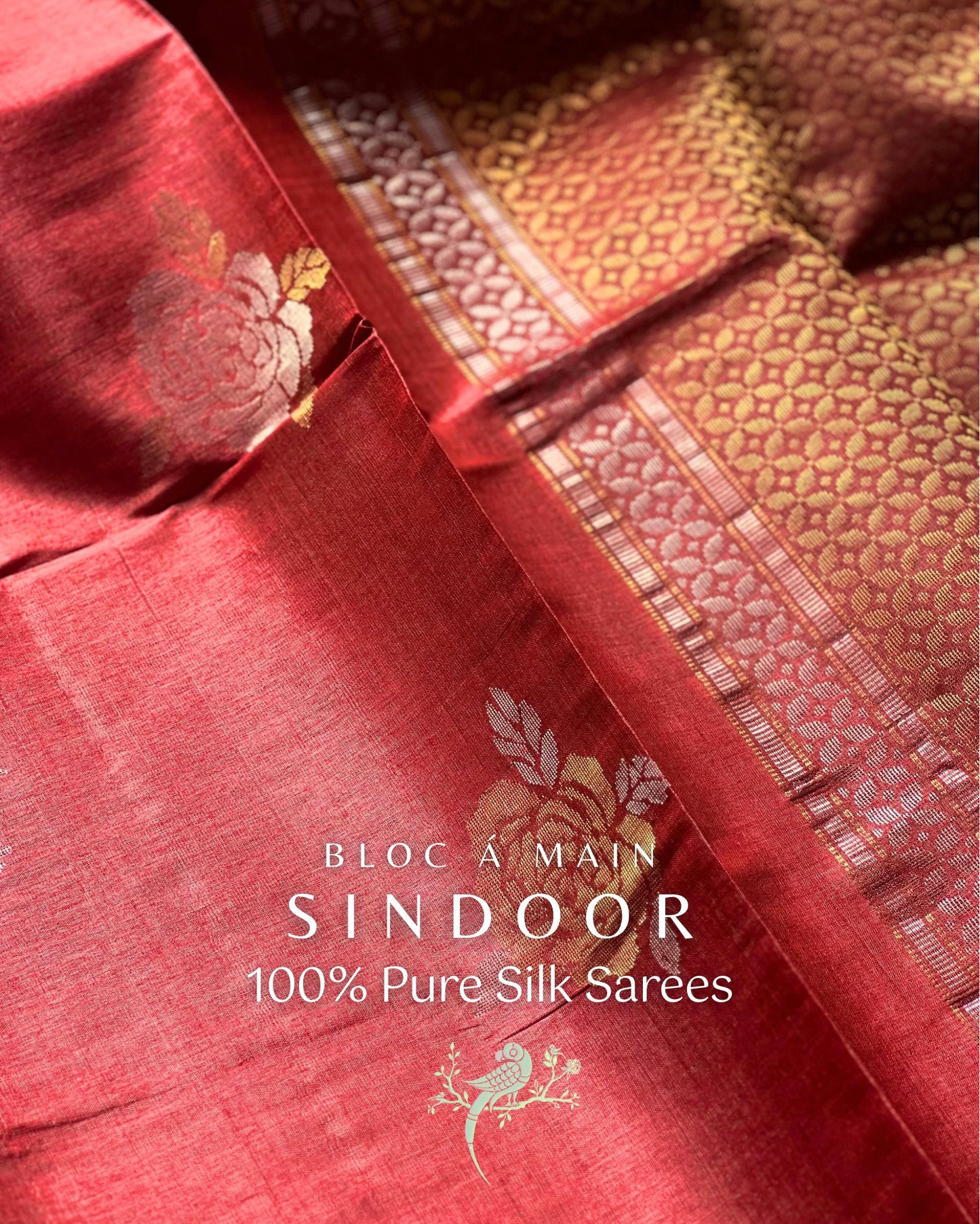Sindoor 100% Pure Kosa Silk Weave Saree - SILK MARK CERTIFIED - Bloc a Main Atelier