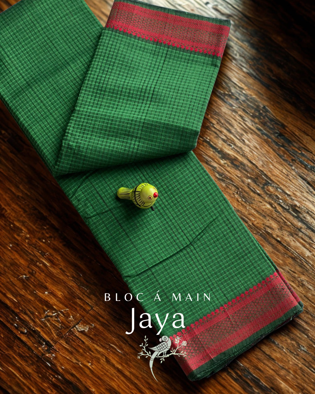 Jaya Cotton Weave Checks Mangalgiri Cotton Saree - Bloc á Main Atelier