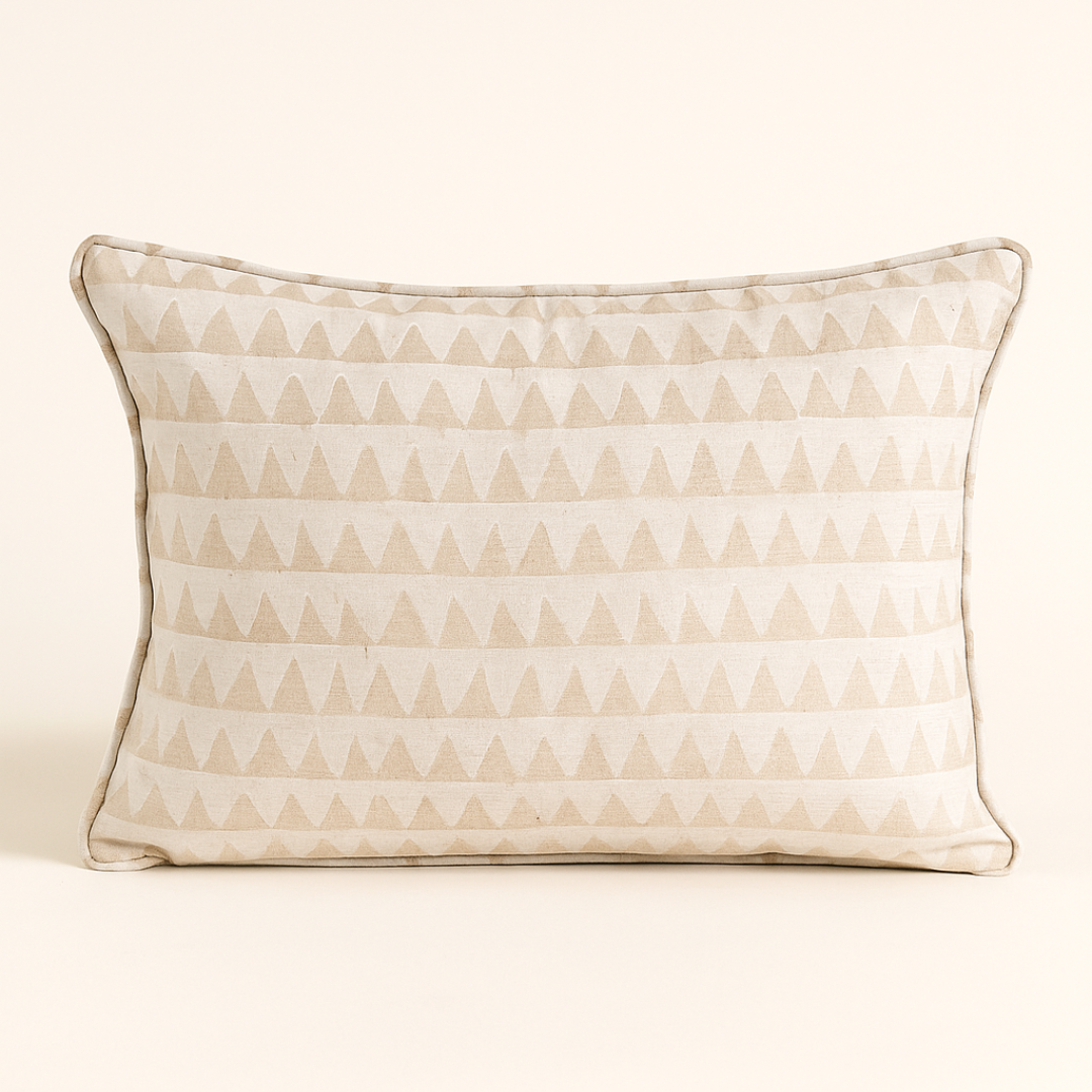 White Aztec 100% Linen Cushion Cover -12X18 inch