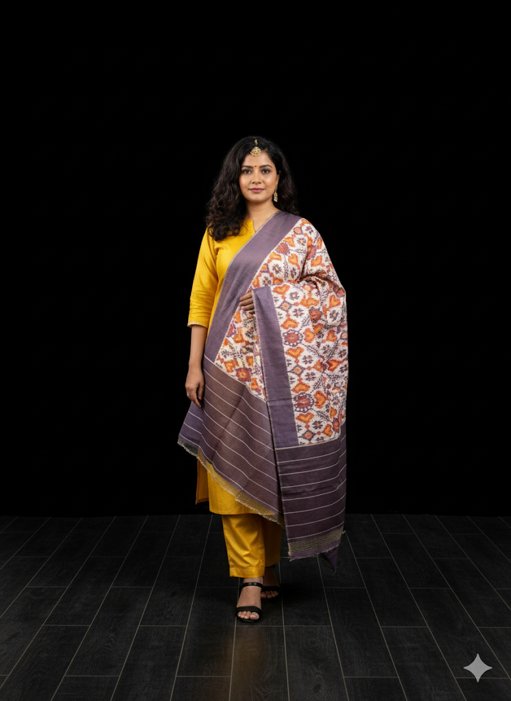 Jamuni Silk Pochampally Dupatta by Bloc a Main