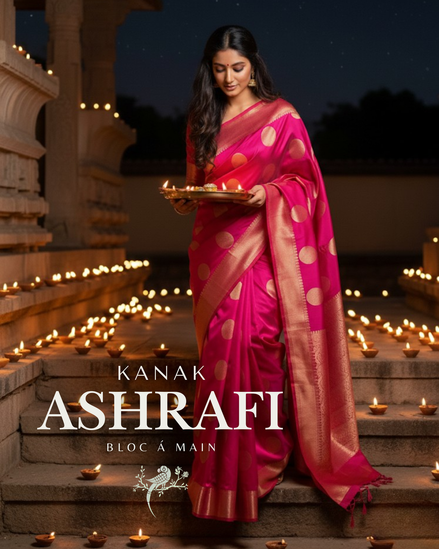Kanak Ashrafi Pure Chanderi Silk Saree by Bloc a Main Atelier