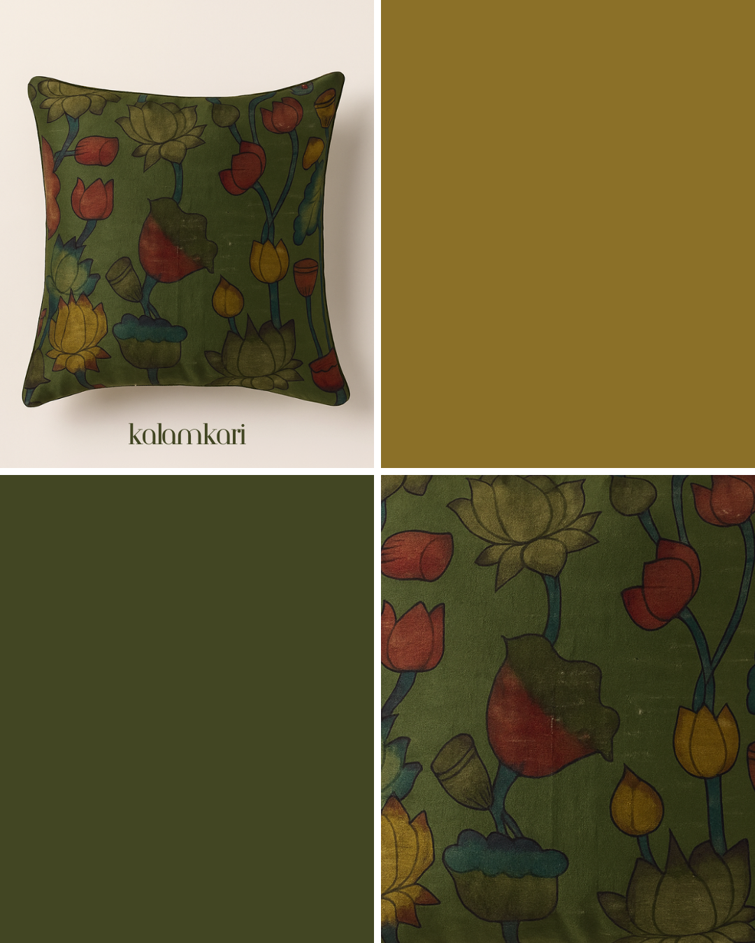 Kanak tala Vintage Kalamkari Silk Cushion