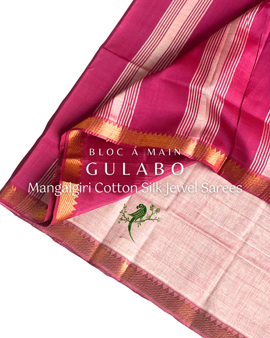Gulabo Cotton Silk Mangalgiri Saree by Bloc a Main Atelier