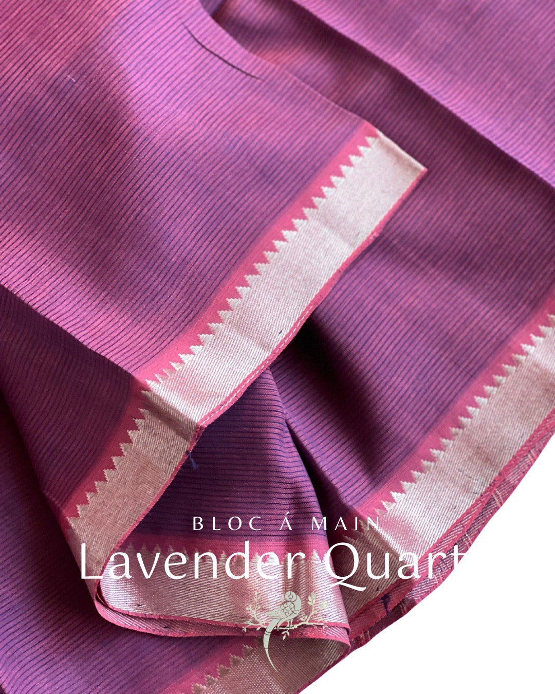 Lavender Quartz Cotton Silk Mangalgiri Saree with Nizam Border by Bloc a Main Atelier
