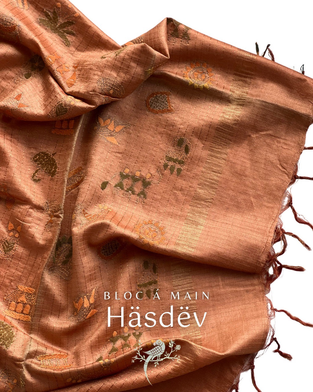 Häsdëv Kosa Silk Dupatta with Forest Weave - Silk Mark Certified - Bloc a Main India