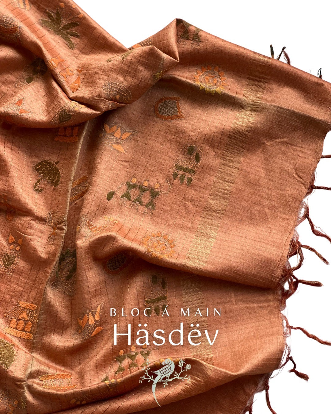 Häsdëv Kosa Silk Dupatta with Forest Weave - Silk Mark Certified - Bloc a Main India
