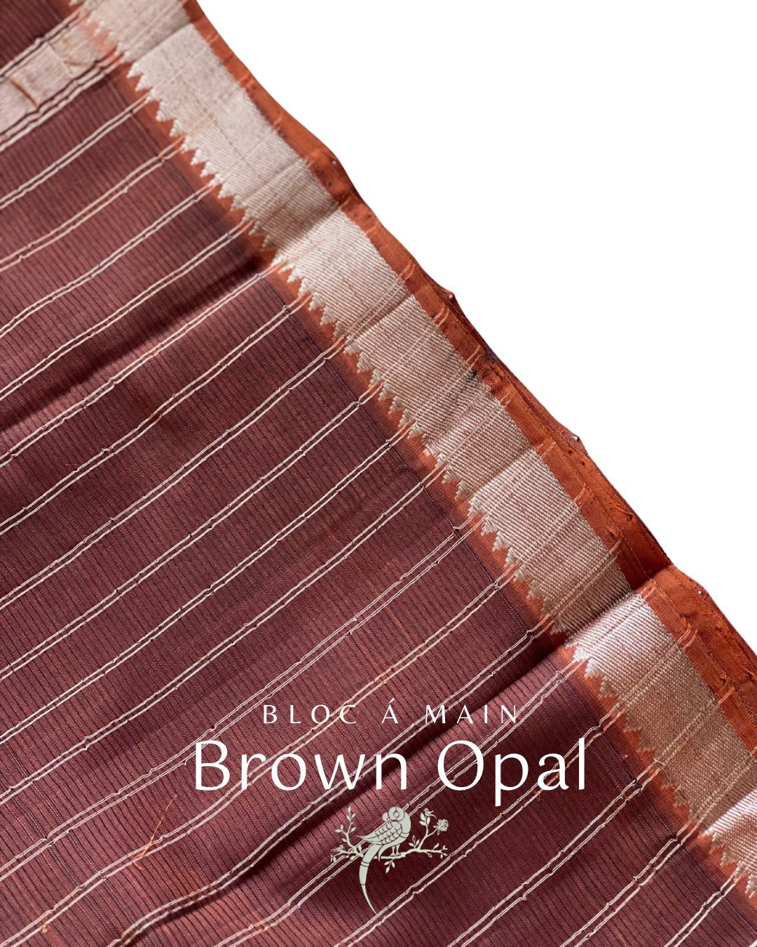 Brown Opal Mangalgiri Cotton Silk Saree with Nizam Border by Bloc a Main India