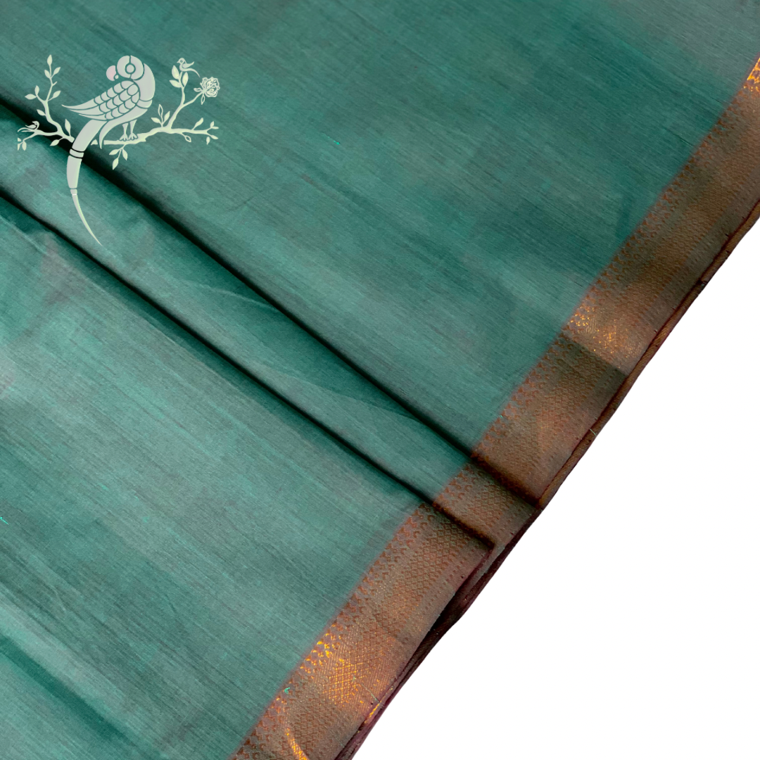Mythical Blue Mangalgiri Cotton with Vintage Nizam Border - Bloc a Main India - Price per meter